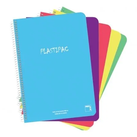 Pacsa Cuadernos Espiral Plastipac Folio 80 Hojas Cuadriculados 4x4 mm Pack 5 Ud Colores Surtidos